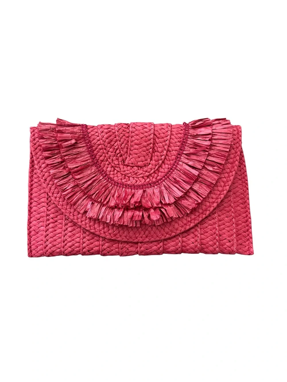 Shiraleah Sarah Clutch Red Woven Paper Straw Snap Closure Handbag New No Tag